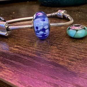 Pandora over sized Murano Blue Bubbles Bead